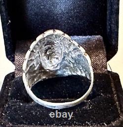 Vintage Antique Native American Navajo Silver Jeweled Indian Chief Head Ring