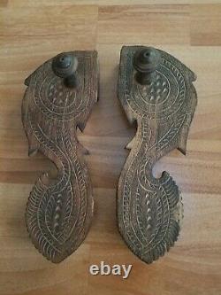 Vintage Antique Paduka Shoes Sandals Indian Hand Carved Wood