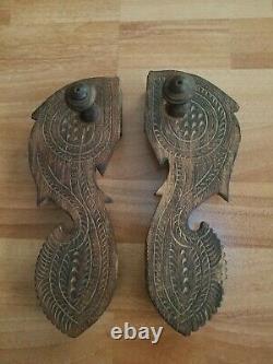 Vintage Antique Paduka Shoes Sandals Indian Hand Carved Wood
