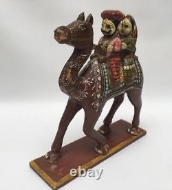 Vintage/Antique Rajasthani Dhola Maru Camel Carved Wood Figure India Folk Art
