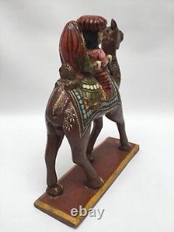 Vintage/Antique Rajasthani Dhola Maru Camel Carved Wood Figure India Folk Art