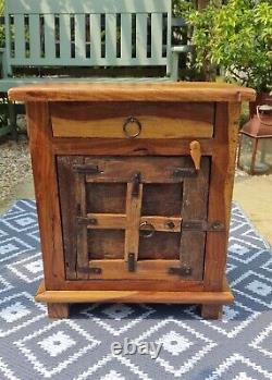 Vintage Antique Solid Wood Original Hand Made Indian Bedside Occasional Table