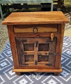 Vintage Antique Solid Wood Original Hand Made Indian Bedside Occasional Table