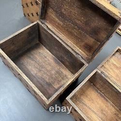 Vintage Antique Solid Wood Storage Trunks Chests Boxes Nesting