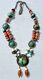 Vintage/antique South Asian Turquoise Multi-gemstone Silver Necklace 26- 187g