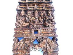 Vintage Antique Style Wooden Carved Figure Indian Gods Ganesh Laxmi Saraswati