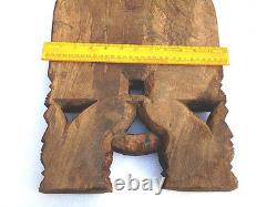 Vintage Antique Style Wooden Carved Figure Indian Gods Ganesh Laxmi Saraswati