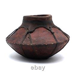 Vintage Antique Tarahumara Indian Clay Pot Vessel Rawhide Wrapped Pottery