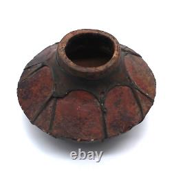 Vintage Antique Tarahumara Indian Clay Pot Vessel Rawhide Wrapped Pottery