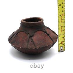 Vintage Antique Tarahumara Indian Clay Pot Vessel Rawhide Wrapped Pottery