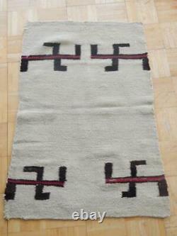 Vintage Antique Transitional Era Navajo Indian Saddle Blanket Whirling Logs
