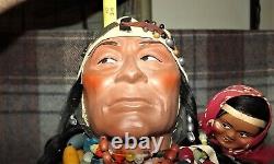 Vintage Antique large Skookum 33 Store Display Native American Indian Doll