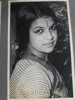 Vintage B&W Photograph Old South-Indian Woman Lady 60s Saree Fashion Costume A85