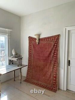 Vintage Block Printed Kalamkari Floral Wall Hanging red fabric Indian pattern