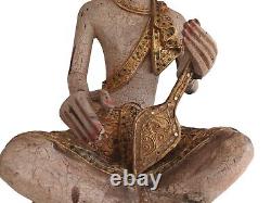 Vintage Buddha Wooden Sculpture LARGE Thai Monk Indian Antique Sitting Buddhist