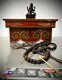 Vintage Buddhist Folding Prayer Table. Victory Flag & Eternal Knot. Tibet. Nepal
