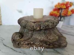 Vintage Candle Holder Indian Antique Hand carved Wooden Architectural Salvage