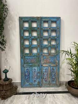 Vintage Carved Indian Teak Wood Door Antique Handcrafted Wooden Entry Door