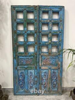 Vintage Carved Indian Teak Wood Door Antique Handcrafted Wooden Entry Door