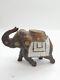 Vintage Carved Wooden & Brass Elephant Hand Made Mother Of Pearl. 19cm