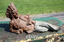Vintage Cigar Store Indian Chief chalkware display statue antique Ohio Match Co