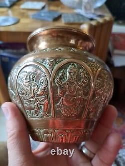 Vintage Copper Indian Puja Lota Vase