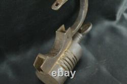 Vintage Cylindrical Iron Lock Handmade, Screw Key, Indian Antique Padlock