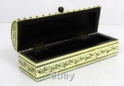 Vintage Decorative Hand Painted Solid Camel Bone Trinket Collection Box 11166