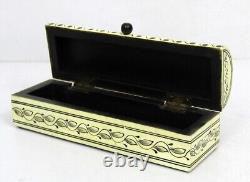 Vintage Decorative Hand Painted Solid Camel Bone Trinket Collection Box 11166
