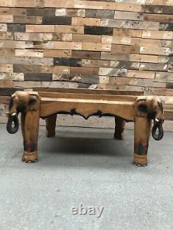 Vintage Elephant Legged Carved Coffee Table