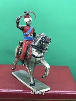 Vintage Enamel Solid SILVER Indian? Military? Soldier Riding Horse Sword