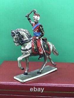 Vintage Enamel Solid SILVER Indian? Military? Soldier Riding Horse Sword