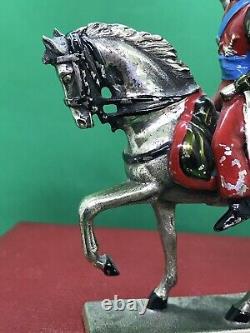 Vintage Enamel Solid SILVER Indian? Military? Soldier Riding Horse Sword