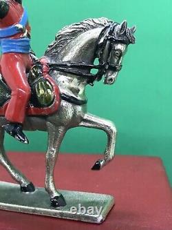 Vintage Enamel Solid SILVER Indian? Military? Soldier Riding Horse Sword