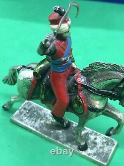 Vintage Enamel Solid SILVER Indian? Military? Soldier Riding Horse Sword