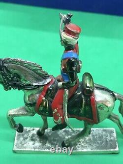 Vintage Enamel Solid SILVER Indian? Military? Soldier Riding Horse Sword