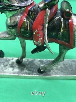 Vintage Enamel Solid SILVER Indian? Military? Soldier Riding Horse Sword