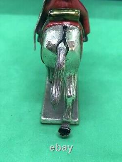 Vintage Enamel Solid SILVER Indian? Military? Soldier Riding Horse Sword