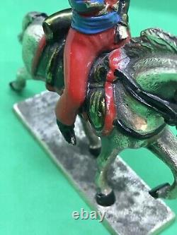 Vintage Enamel Solid SILVER Indian? Military? Soldier Riding Horse Sword