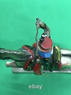 Vintage Enamel Solid SILVER Indian? Military? Soldier Riding Horse Sword