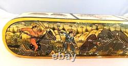 Vintage Fine Mughal Hand Painted Bovine Bone Pen/ Pencil Box