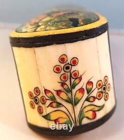 Vintage Fine Mughal Hand Painted Bovine Bone Pen/ Pencil Box