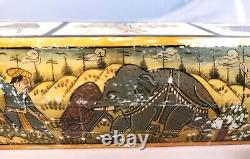 Vintage Fine Mughal Hand Painted Bovine Bone Pen/ Pencil Box