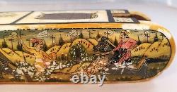 Vintage Fine Mughal Hand Painted Bovine Bone Pen/ Pencil Box