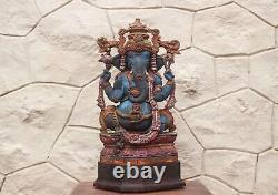 Vintage Ganesh Statue Antique Ganesha Sculpture Vinayaka Ganpati Wooden Murti