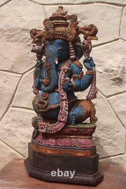 Vintage Ganesh Statue Antique Ganesha Sculpture Vinayaka Ganpati Wooden Murti