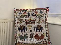 Vintage Gujarat Saurashta Ethnic India Bead Work Embroidery Cushion Cover