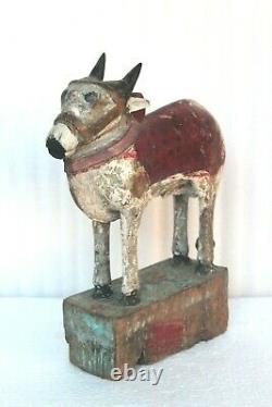 Vintage Hand Carved Cow Figurine Old Nandi Home Decor Statue Sculpture BM-59