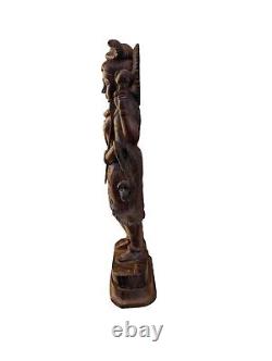 Vintage Hand Carved Lord Shiva Hindu Wooden Statue Large 13 Hand Made In India