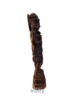 Vintage Hand Carved Lord Shiva Hindu Wooden Statue Large 13 Hand Made In India
